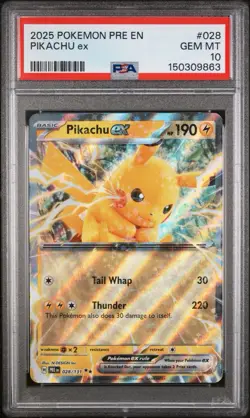 2025 POKEMON PRE EN-PRISMATIC EVOLUTIONS #028 PIKACHU EX PSA 10 - Image 1