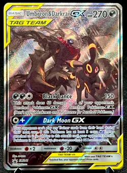 Umbreon & Darkrai GX SM241 LP Ultra Rare Cute Pikachu Cameo Art Pokemon Promo! - Image 2