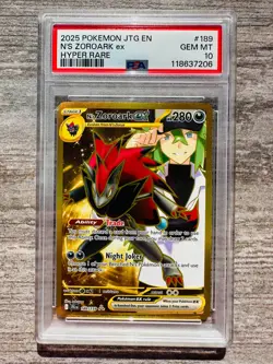 2025 Pokemon SV Journey Together - JTG EN N's Zoroark ex #189/159 PSA 10 - Image 1