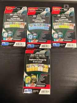 Lot Of 4 POKEMON TCG 2X Kangaskhan, Greninja, Ampharos EX BATTLE DECK SEALED - Image 2