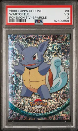 2000 TOPPS CHROME POKEMON T.V. SPARKLE #8 WARTORTLE PSA 3 - Image 1