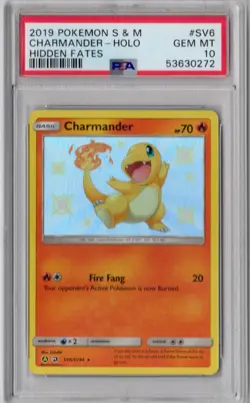 2019 Pokemon S & M Hidden Fates #SV6 Charmander Holo PSA 10 GEM MINT - Image 1