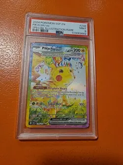 Pokemon TCG Surging Sparks Pikachu EX Card 2024 SIR, 238/191, PSA 9 Mint - Image 1