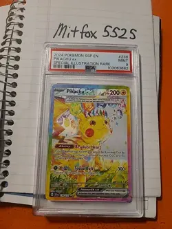 Pokemon TCG Surging Sparks Pikachu EX Card 2024 SIR, 238/191, PSA 9 Mint - Image 3