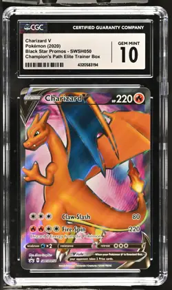 CGC Graded 10 Charizard V SWSH050 Black star Promo Elite Box Pokemon Card - Image 1