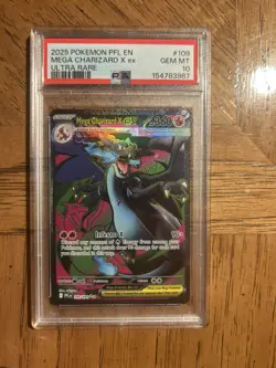 Mega Charizard x EX 109/094 Me02: Phantasmal Flames Holo Pokemon Card PSA 10 - Image 1