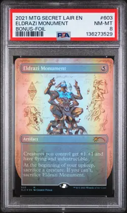 2021 MTG SECRET LAIR DROP BONUS-FOIL #603 ELDRAZI MONUMENT PSA 8 - Image 1