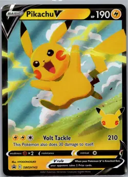 Pikachu V SWSH143 - Celebrations Black Star Promo - Pokemon Card - NM - Image 1