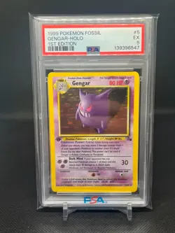 1999 POKEMON FOSSIL 1ST EDITION #5 GENGAR-HOLO PSA 5 - Image 1
