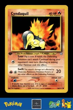 2000 Pokemon WotC Neo Genesis 56/111 Cyndaquil (Sugimori) 1st Ed - Image 1