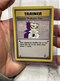Pokemon TCG Base Set 2 Imposter Professor Oak 102/130 LP+ Vintage Pokemon Card - Image 1