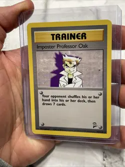 Pokemon TCG Base Set 2 Imposter Professor Oak 102/130 LP+ Vintage Pokemon Card - Image 2
