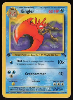1st Edition Kingler 38/62 Fossil Pokemon TCG Card - Image 1