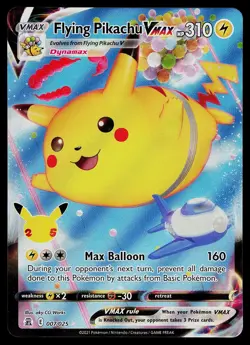Pokemon Card - Flying Pikachu VMAX Celebrations 007/025 Holo VMAX Rare - Image 1