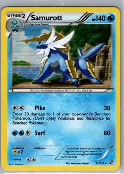Samurott 31/114 Holo Black and White - Pokemon Card - NM - Image 1