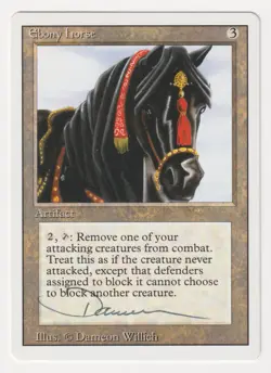 Signed Ebony Horse Proof MP Revised Artist Dameon Willich 1994 MTG Magic AP Rare - Image 1