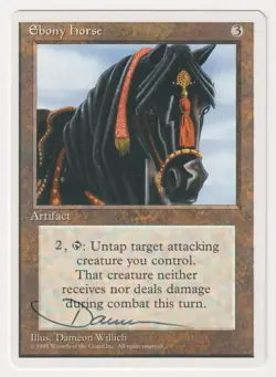 Signed Ebony Horse Proof LP 4th Edition Artist Dameon Willich 1995 MTG Magic AP! - Image 1