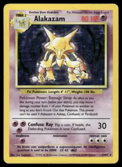 Pokemon Cards Alakazam 1/102 Holo Base Set Unlimited WOTC Rare HP - Image 1