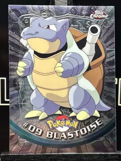2000 Topps Chrome Holo Pokemon TV Series 1 Blastoise # 9 Foil starter Water - Image 3