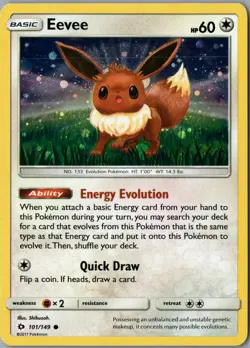 Eevee Common SM Base Set 101/149 NM Holofoil - Pokemon - Image 1