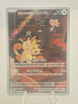 Team Rocket's Meowth -203/182 -Destined Rivals Holo -pokemon TCG - Image 1