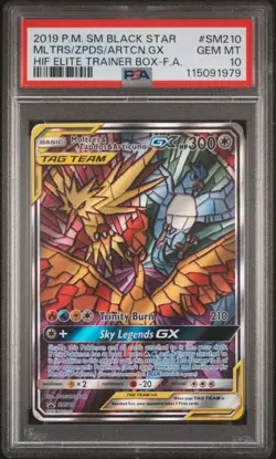 2019 POKEMON SM BLACK STAR PROMO FULL ART/MOLTRES & ZAPDOS & ARTICUNO GX PSA 10 - Image 1