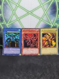 Yugioh Egyptian God Obelisk Slifer Ra Set Ultra Rare LC01 EN001 EN002 EN003 NM - Image 1