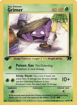 1st Edition Grimer Banned Art Team Rocket Card - TWO CARD SET -SUPER CLEAN- RARE - Image 1