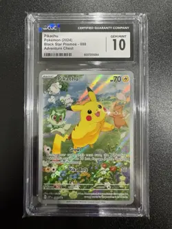 CGC 10 GEM MINT Pikachu SVP088 Adventure Chest SVP 088 HOLO PROMO Pokemon Card - Image 1