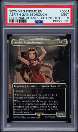 2025 MTG WPN PROMOS REGIONAL CHAMPIONSHIP-TOP FINISHER AERITH GAINSBOROUGH PSA 9 - Image 1