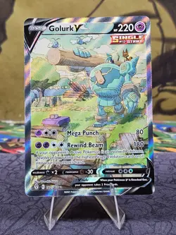 Golurk V (Alternate Full Art) 182/203 Evolving Skies Ultra Rare Pokemon Holo NM - Image 1