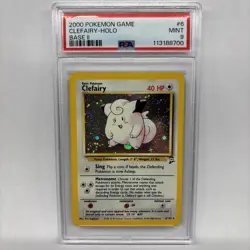 2000 Pokemon Clefairy 6/130 Base Set 2 Rare Holo PSA 9 MINT - Image 1