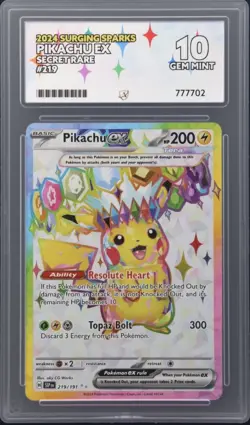 Pokemon TCG Surging Sparks Pikachu EX 219/191 GEM 💎 MINT ACE 10 UK SELLER🔥🔥 - Image 1