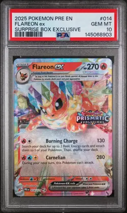 2025 POKEMON PRE EN-PRISMATIC EVOLUTIONS #014 FLAREON EX PSA 10 - Image 1