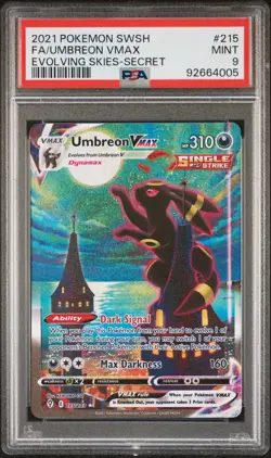 2021 POKEMON SWORD & SHIELD EVOLVING SKIES #215 FA/UMBREON VMAX PSA 9 - Image 1