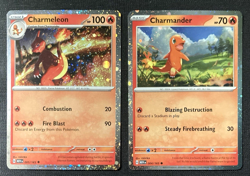 Pokemon TCG Charmeleon 005/165 Charmander 004/165 Cosmos Holo Promo SET NM Swirl - Image 1