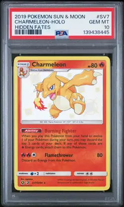 2019 POKEMON SUN & MOON HIDDEN FATES #SV7 CHARMELEON-HOLO PSA 10 - Image 1