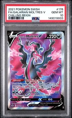 Galarian Moltres V #176 PSA 10 • 2021 Full Art Swsh06: Chilling Reign Pokemon - Image 1