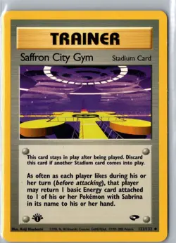 SAFFRON CITY GYM 122/132 UNCOMMON GYM CHALLENGE POKEMON LP 1st Edition - Image 1