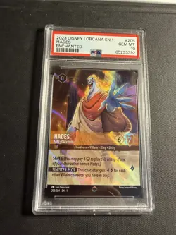 2023 Disney Lorcana EN 1 Enchanted #205 Hades Gem Mint PSA 10 - Image 1