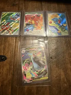 Pokemon TCG Holo Lot Bulbasaur Charmander Squirtle Mega Charizard X EX 4 Cards - Image 1