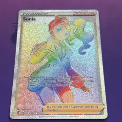 Pokemon TCG Sonia Holo Rainbow Secret Rare Card 203/192 Swsh02 - Image 1