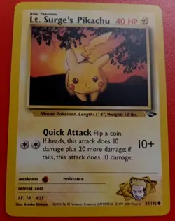 Lt. Surge's Pikachu Gym Challenge 84/132 Pokemon Card TCG NM - Image 1