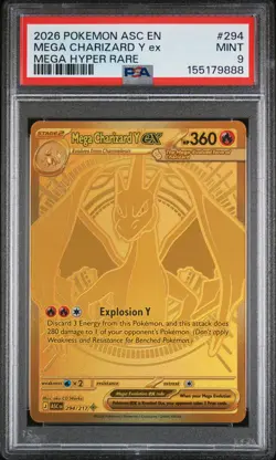 2026 POKEMON ASC EN-ASCENDED HEROES MEGA HYPER RARE MEGA CHARIZARD Y EX PSA 9 - Image 1