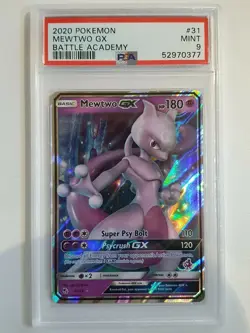 2019 Pokemon Mewtwo GX 31/68 HOLO BATTLE ACADEMY Hidden Fates - PSA 9 - Image 1