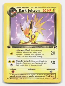 Dark Jolteon 38/82 Uncommon Team Rocket Pokemon 1st Edition Near Mint - Image 1
