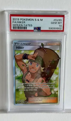 2019 Pokemon Sun & Moon Hidden Fates Secret Rare HIKER #SV85 PSA 10 - Image 1