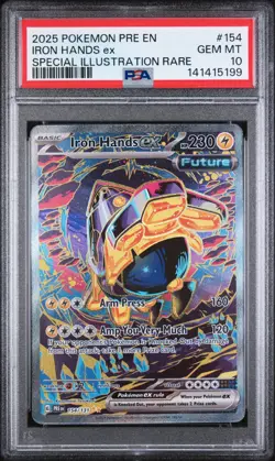 2025 POKEMON PRISMATIC EVOLUTIONS #154 IRON HANDS EX PSA 10 - Image 1