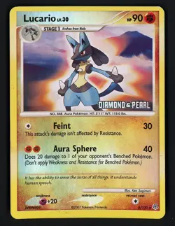Lucario DMG 6/130 Reverse Holo Stamp Diamond & Pearl Burger King Promo Pokemon - Image 1