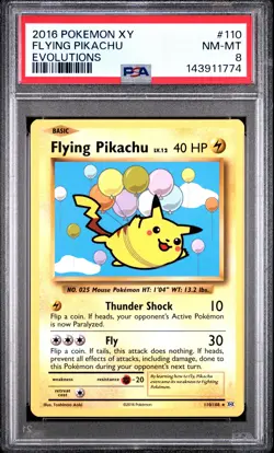 2016 POKEMON XY EVOLUTIONS #110 FLYING PIKACHU PSA 8 - Image 1